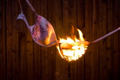 A picture of a burning bra