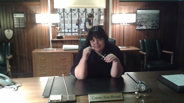 Teresa on the Grimm set