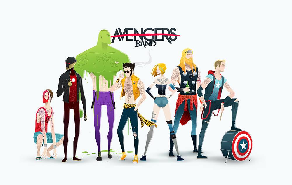 DC Marvel Comic Book Characters Drawn As Rock Stars | The Mary Sue