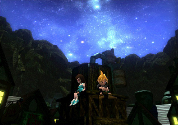 Cloud Strife and Tifa Lockhart (and Aerith Gainsborough), <em>Final Fantasy VII</em>