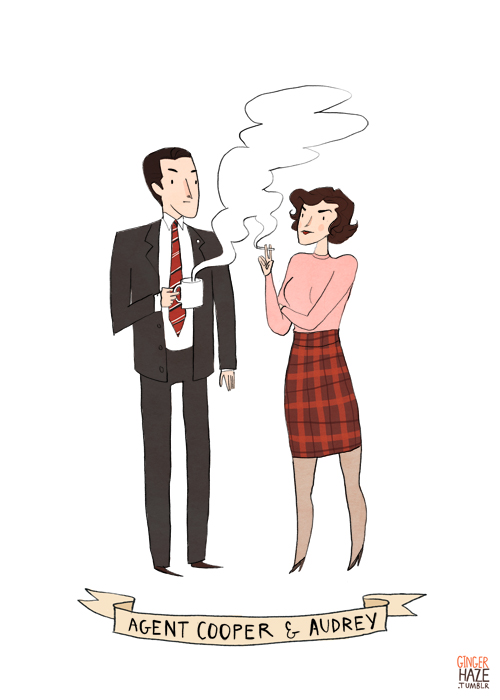 Agent Cooper and Audrey from <em>Twin Peaks</eM> 