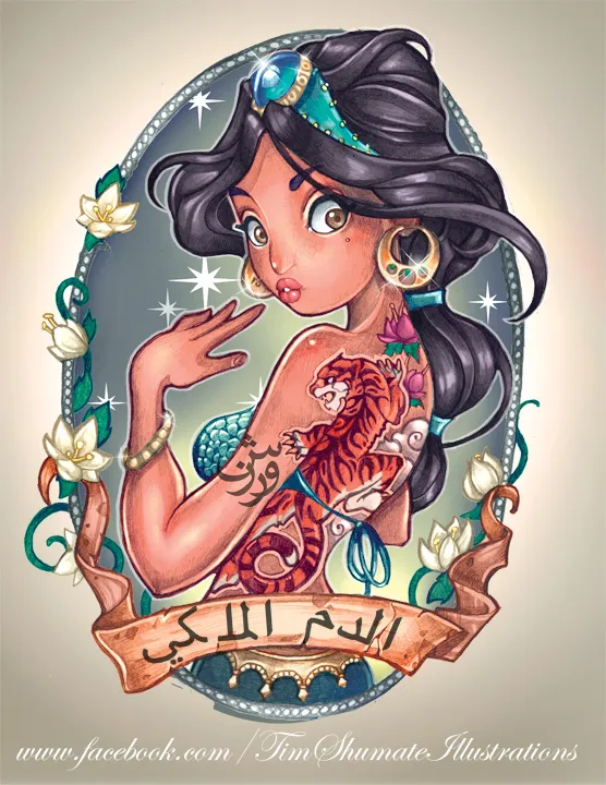This artist reimagined Disney princesses as tattoo queens  CafeMomcom