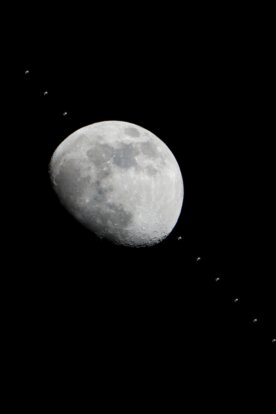 ISS crossing moon