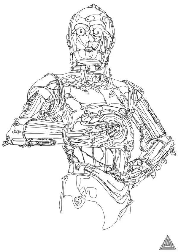 Things We Saw Today C3PO, Drawn in One Continuous Line