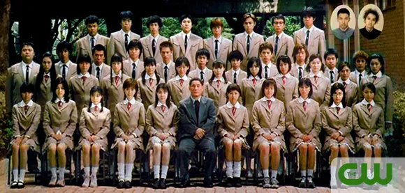 The class photo before the Battle Royale, showing all the characters that would die in the movie.