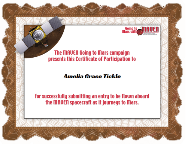 Amelia's Name in Space