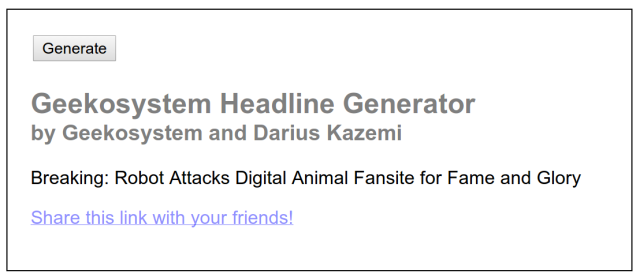 Geekosystem Generator