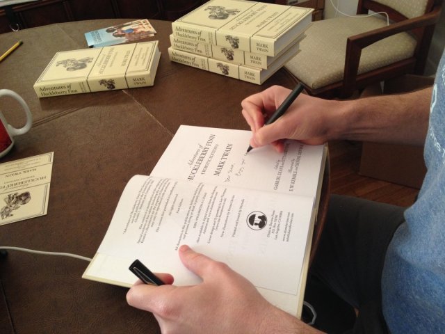 Diani signing copies of Huckleberry Finn: Robotic Edition which is great.