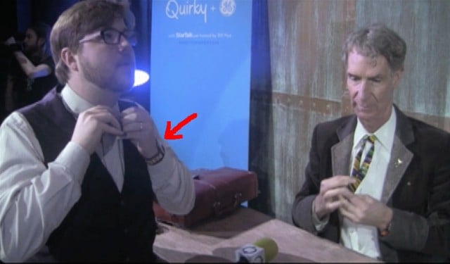 (Left: Me, Right: Our Friend Bill Nye, Arrow-Indicated: Watch)