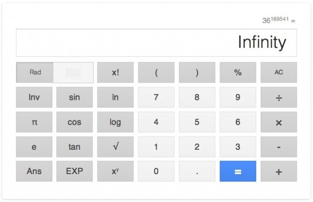 Google Calculator Infinity