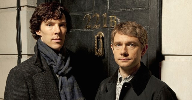 “Sherlock” – A fast-paced, witty take on the legendary Sherlock Holmes crime novels, now set in present day London and starring Benedict Cumberbatch (The Last Enemy) as the Baker Street sleuth and Martin Freeman (The Office UK) as his loyal sidekick Doctor Watson. Shown: Benedict Cumberbatch as Sherlock Holmes and Martin Freeman as Dr. Watson