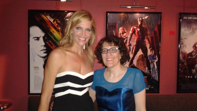 BSG's Tricia Helfer (along with Amber Benson) presented Jane Espenson (right) with the 2015 Etheria Inspiration Award.