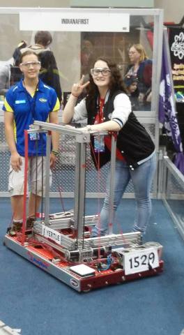 Alexis Hunter and Lindsey Fraley. With robot.