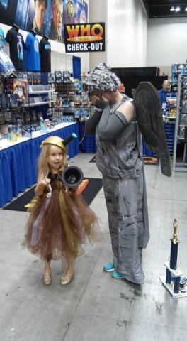 Tiny Dalek and her mom, the Weeping Angel!