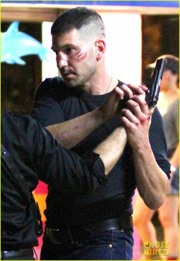 A beat up Jon Bernthal films a fight scene for 'Daredevil' **USA ONLY**