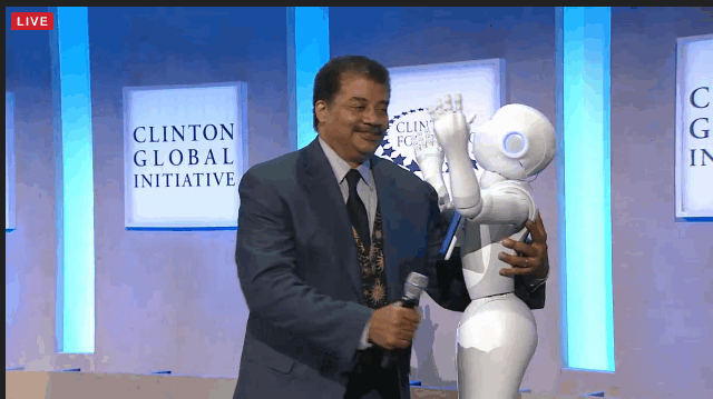 Neil deGrasse Tyson Hugging A Robot