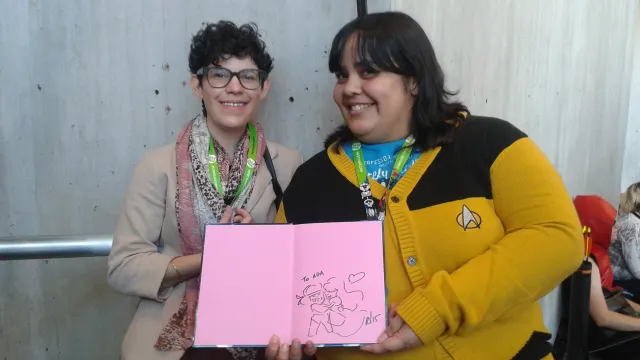 Rebecca Sugar and Me. NYCC 2015. She kindly drew an inscription in her latest book for my girlfriend, because she is a sweetiepants.