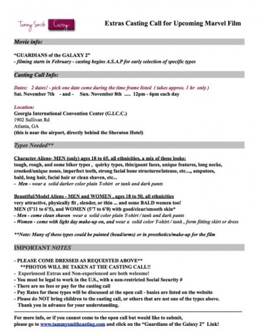 guardians 2 casting call