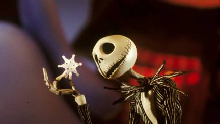 Jack Skellington looks at a snowflake in A Nightmare Before Christmas.