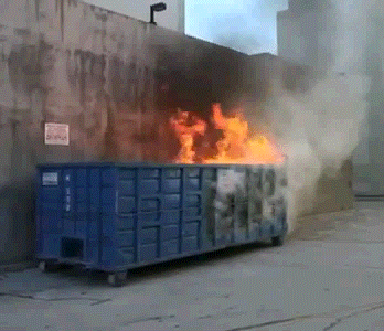 a literal dumpster fire