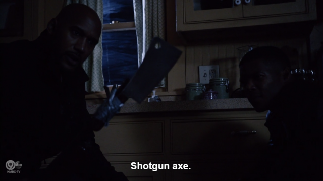 I mean, technically it's a cleaver, but dude just got shot so I'm gonna give him this one.