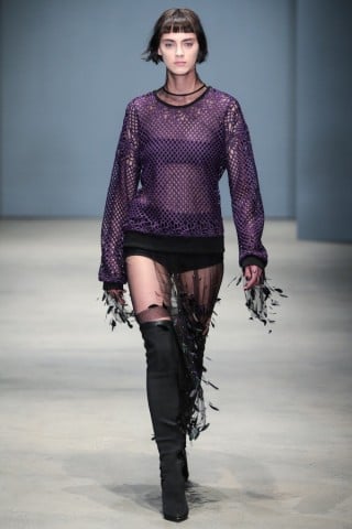 A model walks the runway wearing Ohne Titel Fall 2016 during New York Fashion Week in New York City on February 16th, 2016