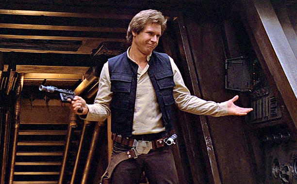 Han Solo shrugging in Return of the Jedi