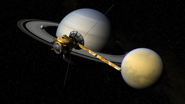 Cassini Spacecraft over Saturn