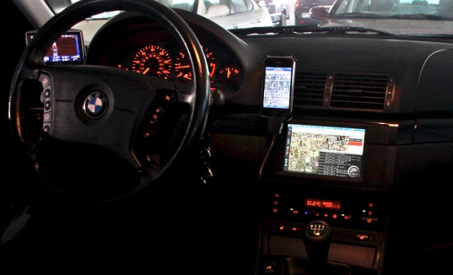 car dashboard with computer system
