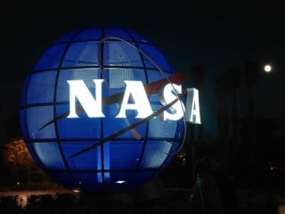NASA sign on glowing globe