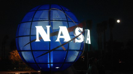 NASA sign on glowing globe