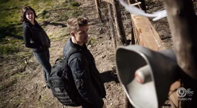 Shot of two actors and speaker