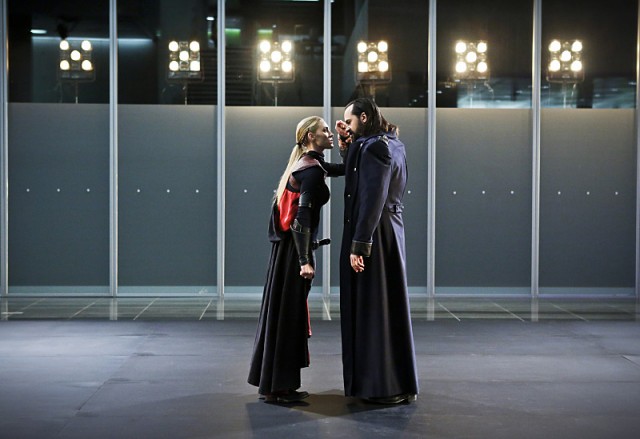 DC's Legends of Tomorrow -- "Leviathan"-- Image LGN113b_0005b.jpg -- Pictured (L-R): Jessica Sipos as Cassandra and Casper Crump as Vandal Savage -- Photo: Bettina Strauss/The CW -- é 2016 The CW Network, LLC. All Rights Reserved.