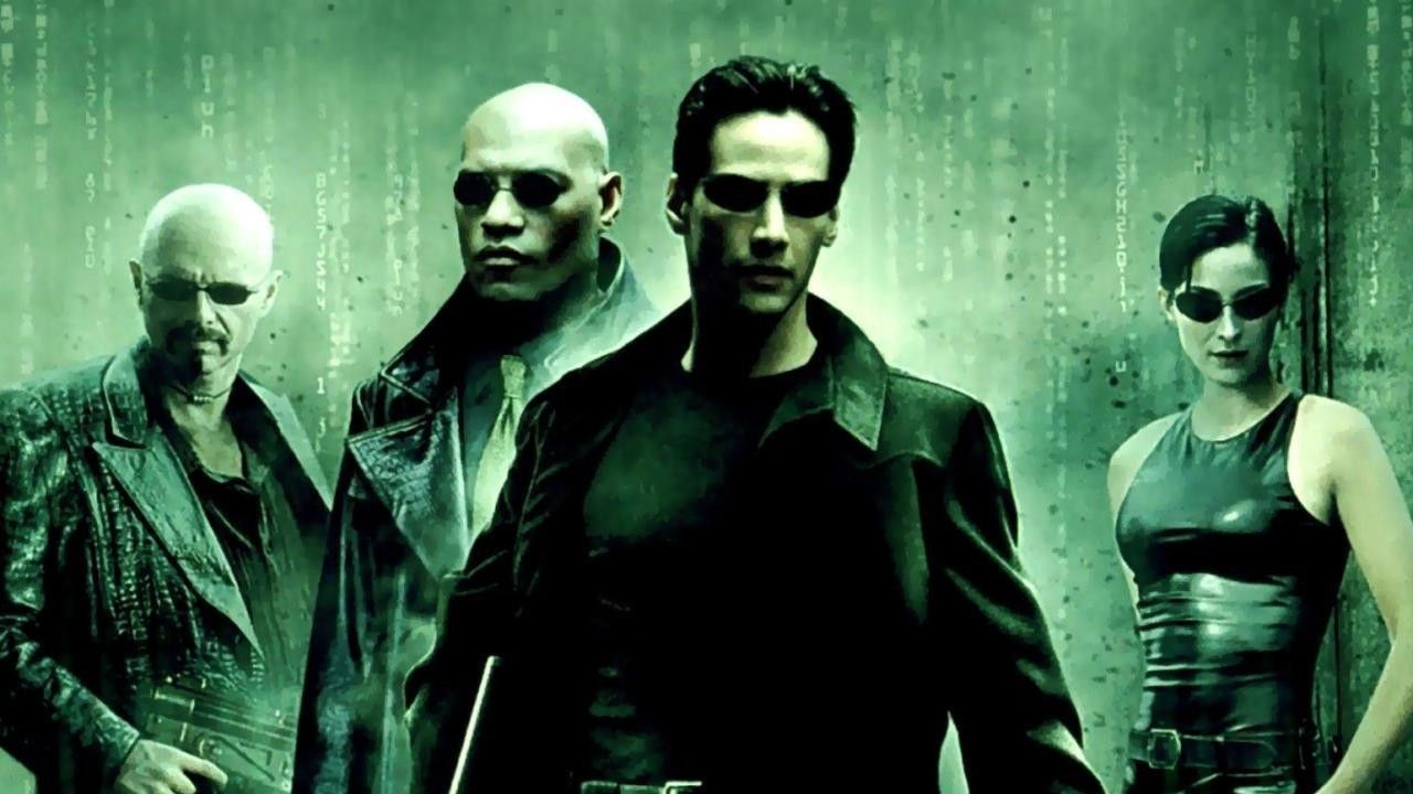 The Matrix poster featuring Neo, Trinity, and Morpheus