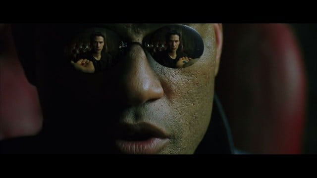 Morpheus offers Neo the red pill and blue pill