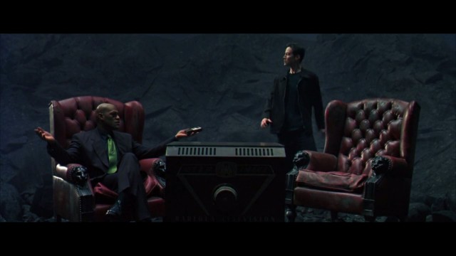 Neo and Morpheus on the scorched surface of the Earth