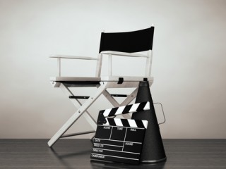director's chair, clapboard, and megaphone