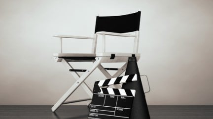 director's chair, clapboard, and megaphone