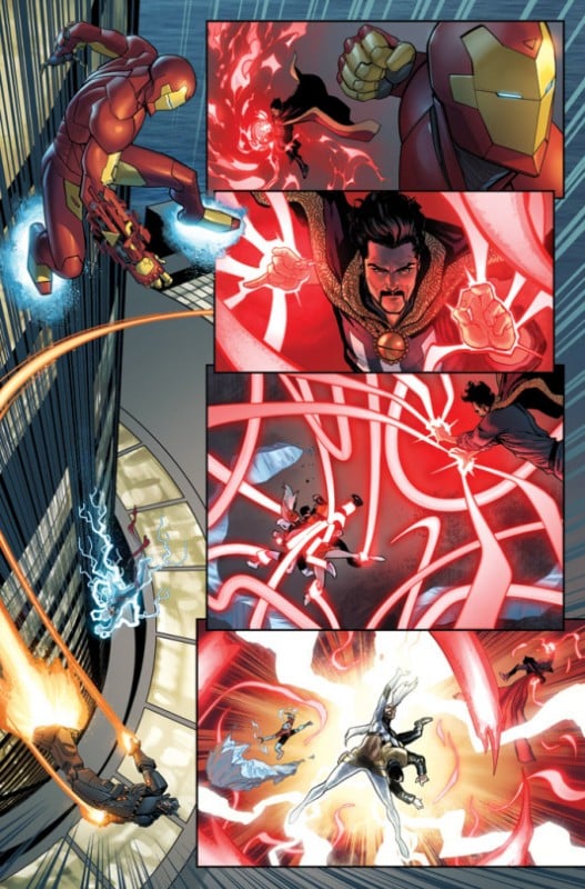 Preview page from Civil War II, Issue #5. Art by David Marquez.