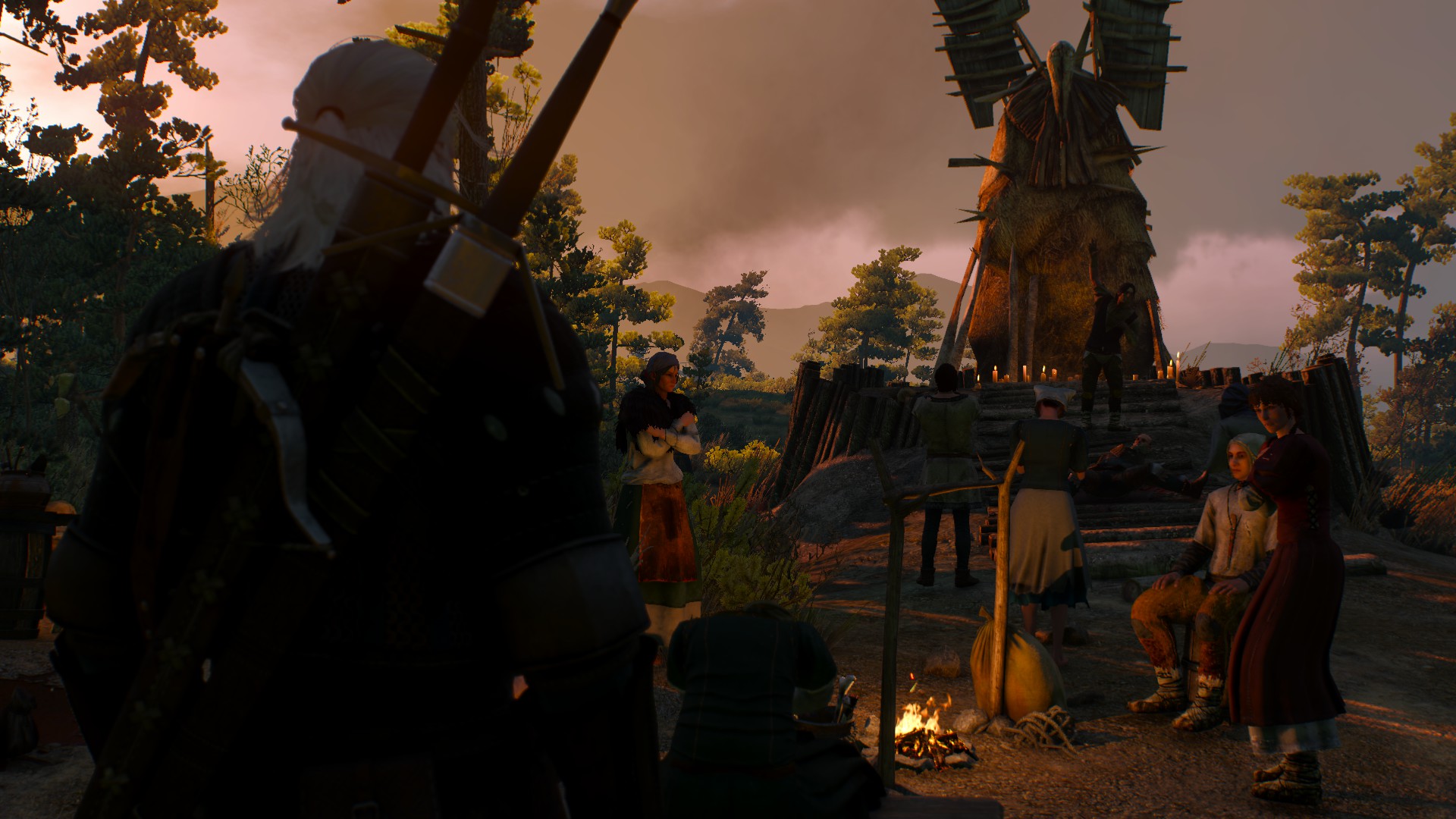 A particularly well dressed batch of commonfolk in Witcher 3.