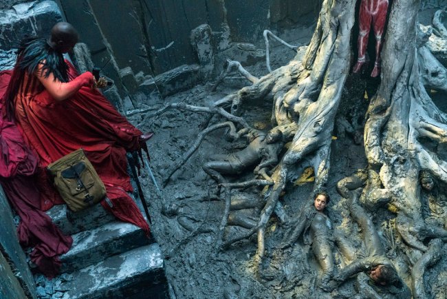 EMERALD CITY -- "The Beast Forever" Episode 101-- Pictured: (l-r) Florence Kasumba as Wicked Witch Of The East, Adria Arjona as Dorothy, Oliver Jackson as Lucas -- (Photo by: David Lukacs/NBC)