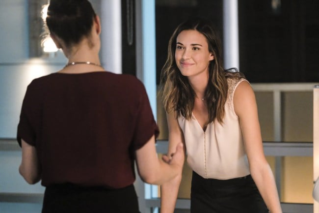 Supergirl -- "The Faithful" -- Pictured (L-R): Katie McGrath as Lena Luthor and Odette Annable as Samantha -- © 2017 The CW Network, LLC. All Rights Reserved