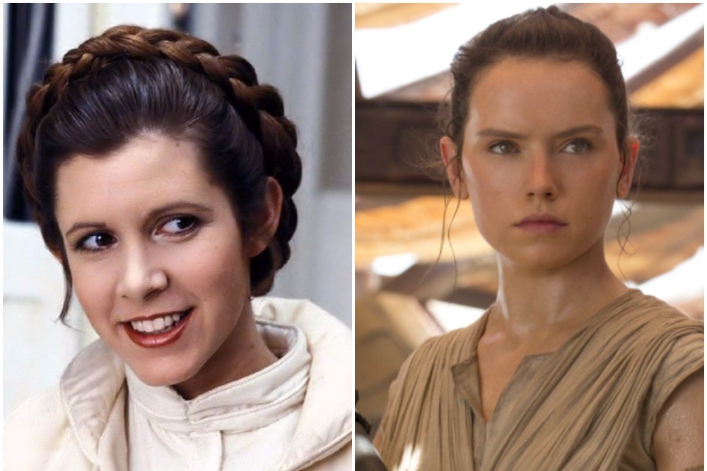 Carrie Fisher as Princess Leia Daisy Ridley as Rey Star Wars "Star Wars: The Force Awakens"