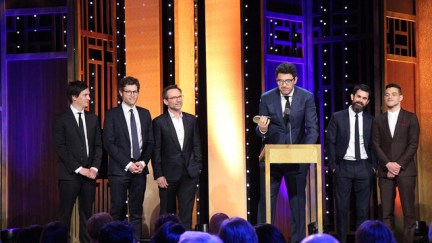 image: Sarah E. Freeman/Grady College/Peabody Awards/Flickr This photo includes Writer/ Co-Executive Producer Kyle Bradstreet, Writer Adam Penn, Actor Christian Slater, Creator/Executive Producer/Writer/Director Sam Esmail, Executive Producer Chad Hamilton and Actor Rami Malek accepting the Peabody for 