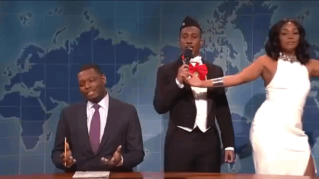 GIF of Tiffany Haddish in her dress from SNL
