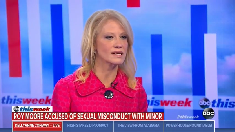 Screengrab of Kellyanne Conway on ABC News' This Week on November 12, 2017