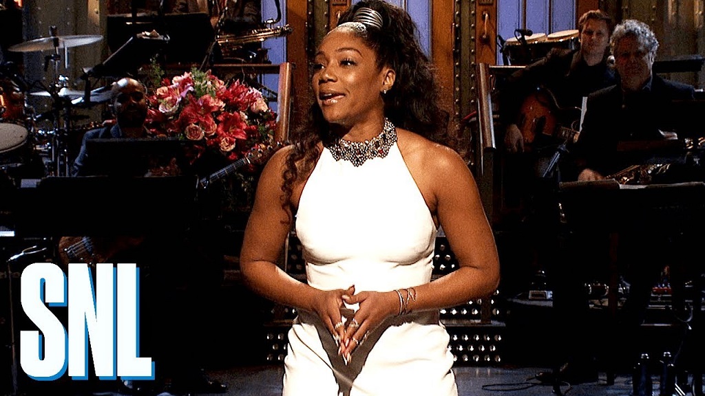 YouTube thumbnail for Tiffany Haddish's monologue on her episode of SNL
