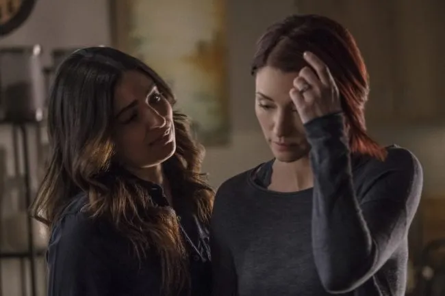 image: Jeff Weddell/The CW Supergirl -- "Damage" -Pictured (L-R): Floriana Lima as Maggie Sawyer and Chyler Leigh as Alex Danvers -- © 2017 The CW Network, LLC. All Rights Reserved