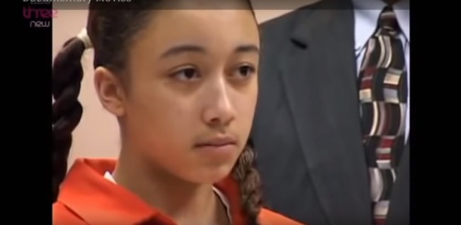 image: screencap Cyntoia Brown at 16 in a scene from the documentary "Me Facing Life: Cyntoia's Story | The 16yr old Killer"