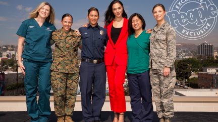 Gal Gadot photographed excluslively for People in Los Angeles California at Line 204 on October 18th 2017. L-R Kelly Lynch, Maj. Khadijah M. Nashagh, Lovie Jung, Dr. Yvette Kearl, Capt. Staci Rousee. Styling: Elizabeth Stewart/The Wall Group Makeup: Sabrina Bedrani/Dior Beauty/The Wall Group Hair: Anh Co Tran/L'Oreal/Tracey Mattingly HIGH RES